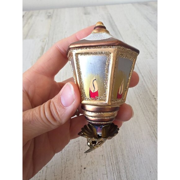 Radko Vintage lantern lamp clip glass glitter gold light Xmas tree - Picture 5 of 9